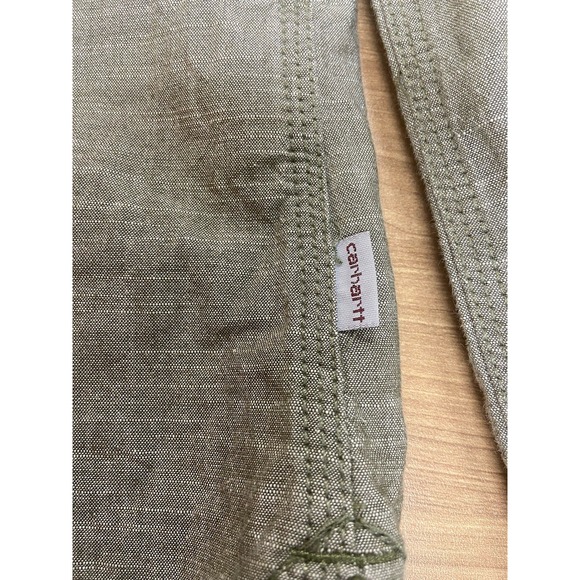 Carhartt Women's M 8/10 Olive Green Brushed 100% Cotton Button Down Shirt Fall - Picture 6 of 11
